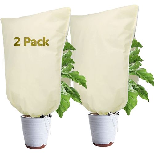 2pcs 100*80CM Housse Hivernage Plante, 80g/? Housses de Protection pour Plantes épais Sac avec Fermeture éclair et Cordon