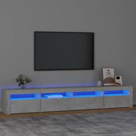 Vidaxl Meuble Tv Avec Lumières Led Gris Béton 240x35x40 Cm
