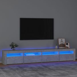 Vidaxl Meuble Tv Avec Lumières Led Gris Béton 240x35x40 Cm