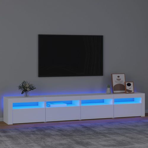 Vidaxl Meuble Tv Avec Lumières Led Blanc 240x35x40 Cm