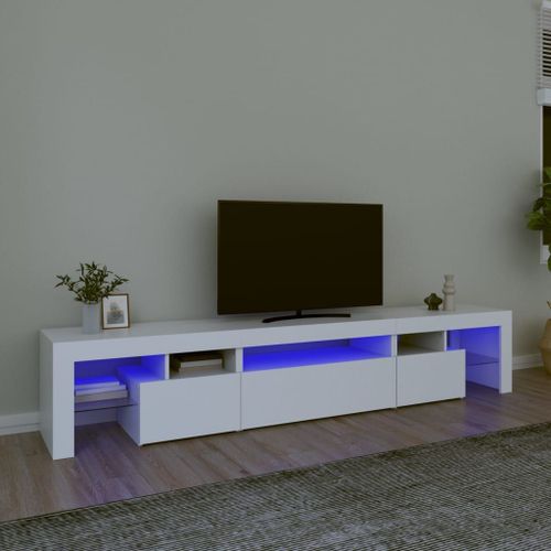 Vidaxl Meuble Tv Avec Lumières Led Blanc 215x36,5x40 Cm