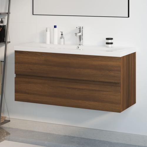 Vidaxl Meuble Lavabo Avec Bassin Intégré Chêne Brun Bois D'ingénierie