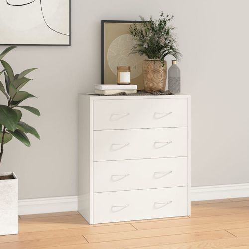 Vidaxl Buffet Avec 4 Tiroirs 60x30,5x71 Cm Blanc Brillant