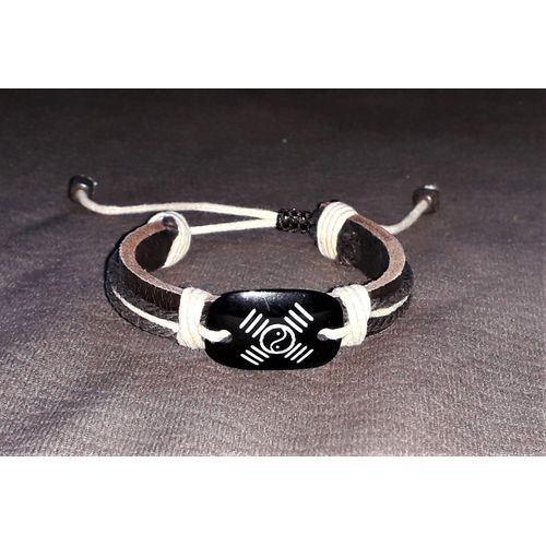 Bracelet En Cuir Yin Et Yang Taille Ajustable