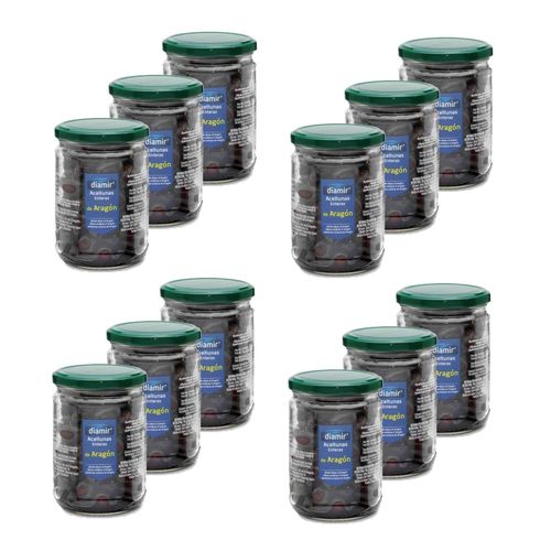 Lot 12x Olive Entière D'aragon - Bocal 250g