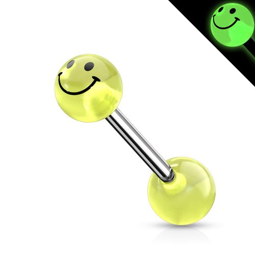 Piercing Langue Smile Sourire Emoji Acier Chirurgical Inoxydable Anti Allergique Barbell Solene Vert Lovepiercing