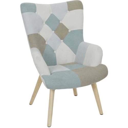 Fauteuil En Tissu Patchwork Pieds En Bois Brut Alta