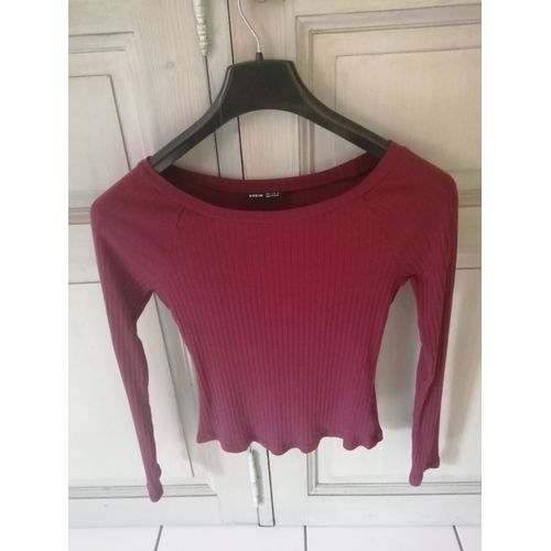 T-Shirt Manches Longues Bordeaux Taille 36 Marque : Shein Comme Neuf