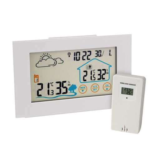 Fackelmann 16403 Station Météo Intérieure/Extérieure Numérique Et Digitale, Moniteur De Température, Radio-Réveil, Horloge, Température En Degrés Celsius Et Fahrenheit, Plastique Abs, 21,6 X 9 X 3 Cm