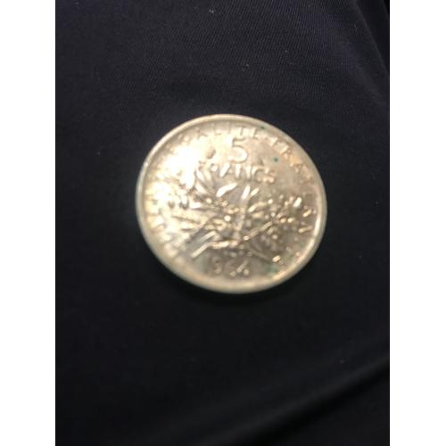 Pièce Monnaie Française Argent 5 Francs Semeuse 1964