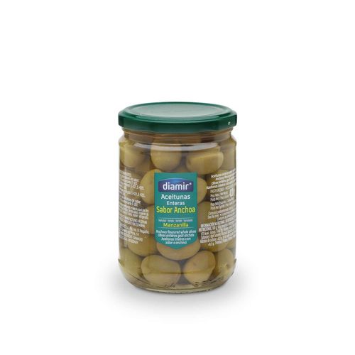 Olive Verte Entière Goût Anchois - Bocal 420g