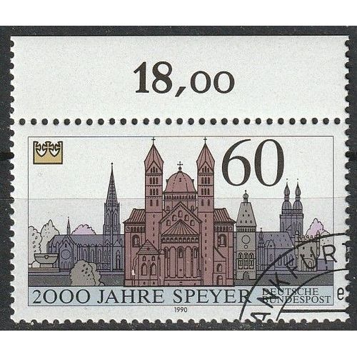 Allemagne, Timbre Oblitéré Avec Bord De Feuille. Bimillénaire De La Ville De Spire 10 Ans Avant J.C. 1990 N° 1276