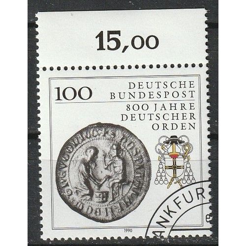 Allemagne, Timbre Oblitéré Avec Bord De Feuille. 800 Ans Chevaliers Teutoniques 1190-1990 N° 1283