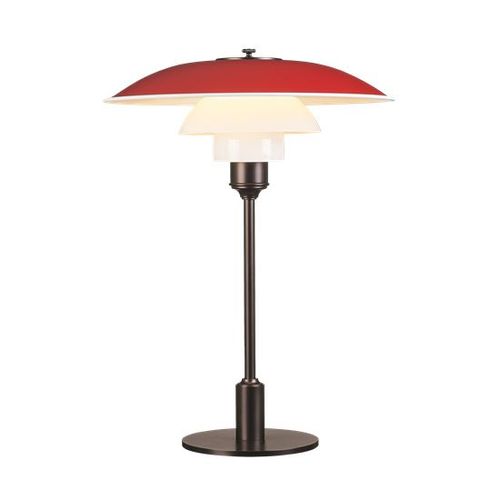 Louis Poulsen Lampe De Table Ph 3 1/2 - 2 1/2 (Rouge - Verre Opalin Souflé Et Métal)