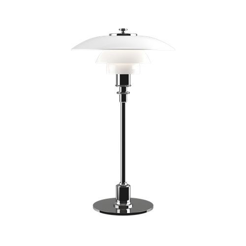 Louis Poulsen Lampe De Table Ph 2/1 (Chrome Extra Brillant - Verre Opalin Souflé Et Métal)