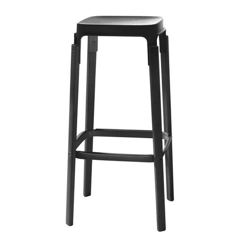 Magis Tabouret Steelwood Stool (Noir H 78 Cm - Hêtre Et Acier Vernis)