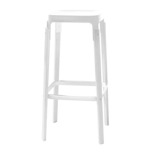 Magis Tabouret Steelwood Stool (Blanc H 78 Cm - Hêtre Et Acier Vernis)