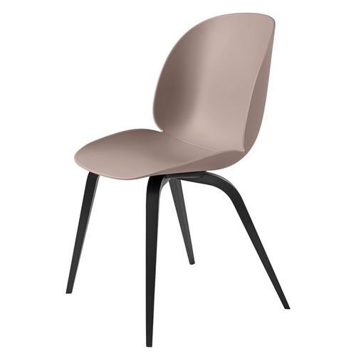 Gubi Chaise Beetle Dining Chair Base En Hêtre Noir (Sweet Pink - Polypropylène Et Bois)