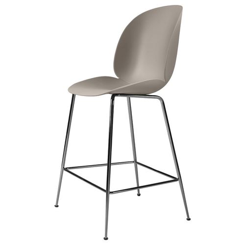 Gubi Tabouret Beetle Counter Chair Base Chrome Noir (New Beige - Polypropylène Et Acier)