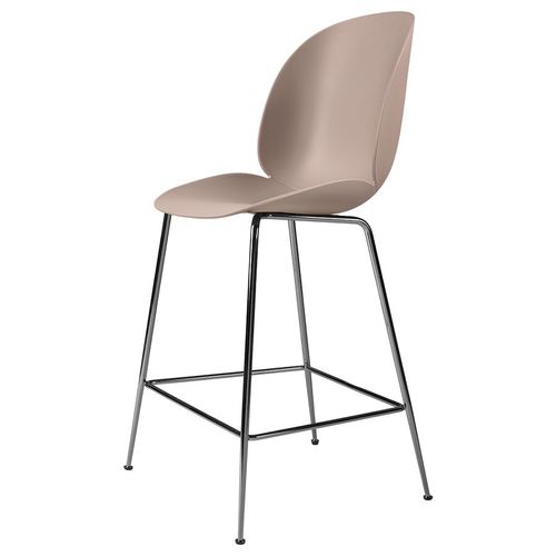 Gubi Tabouret Beetle Counter Chair Base Chrome Noir (Sweet Pink - Polypropylène Et Acier)