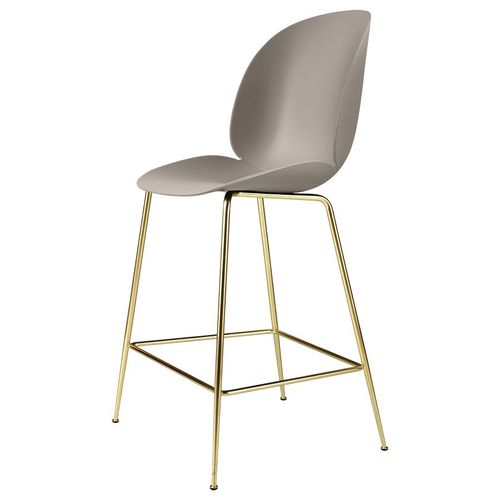 Gubi Tabouret Beetle Counter Chair Base Laiton (New Beige - Polypropylène Et Acier)