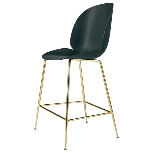 Gubi Tabouret Beetle Counter Chair Base Laiton (Dark Green - Polypropylène Et Acier)