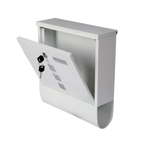 Boite aux lettres design murale compartiment journaux courrier acier inoxydable blanc Helloshop26 16_0000070