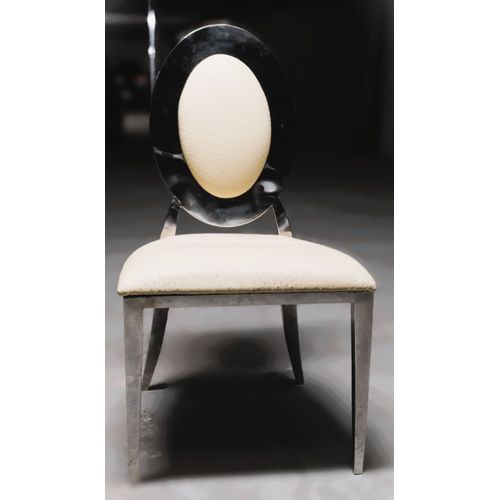 6 Chaises Chromée. Garniture Imitation Peau D'autruche. Style Contemporain