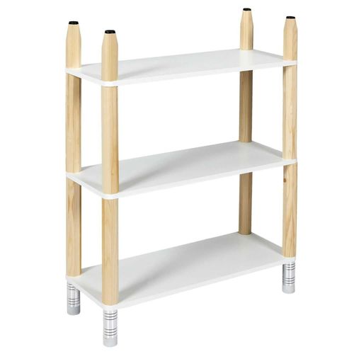 Etagère 3 Niveau Crayons Pour Enfant - Blanc Et Marron
