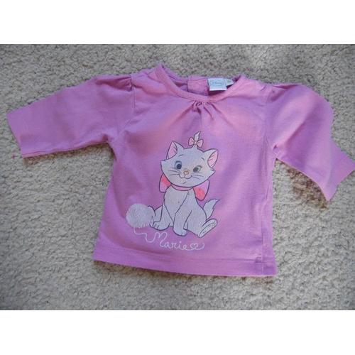 T.Shirt Bébé Fille Manches Longues Dsney Marie Les Aristochats Taille 1 Mois Idée Cadeau