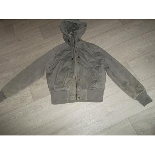 Blouson Pimkie Kaki Clair Capuche Taille 40 Be