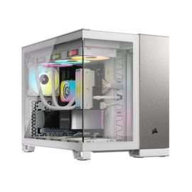 Boitier PC Mini Tour Micro ATX Corsair 2500X avec panneaux vitrés - Blanc/Argent
