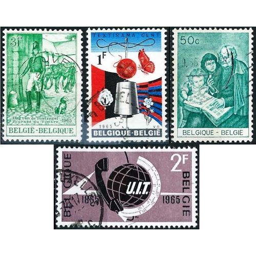 Belgique 1965, Beaux Timbres Yvert 1313 Salon Textile De Gand, 1327 Philatélie De La Jeunesse, 1328 Journée Du Timbre Et 1333 Centenaire De L'u.P.U., Oblitérés, Tbe -