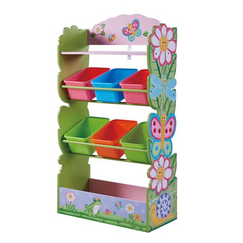 Meuble De Rangement À Jouets Avec Bacs Bois Fantaisie Jardin Magique Td-12710a