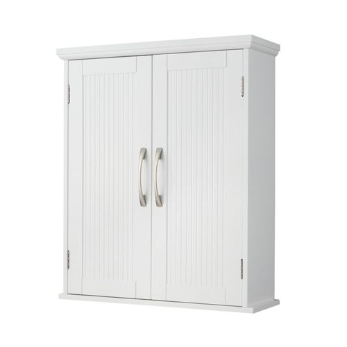 Teamson Home Armoire À Pharmacie Murale En Bois Pour Salle De Bain Avec Étagères Réglables Blanc Ehf-F0007