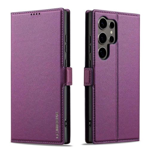 Flip Étui Pour Samsung Galaxy S24 Ultra Porte-Cartes À Bécote Cuir Mince Pu Portefeuille Magnétique - Violet