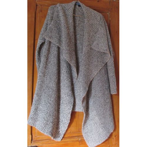 Gilet À Larges Pans Et Grand Col Sans Boutonnage - Gris Chiné Maille Jersey Souple 100%Acryllique - Taille 36 - New Look