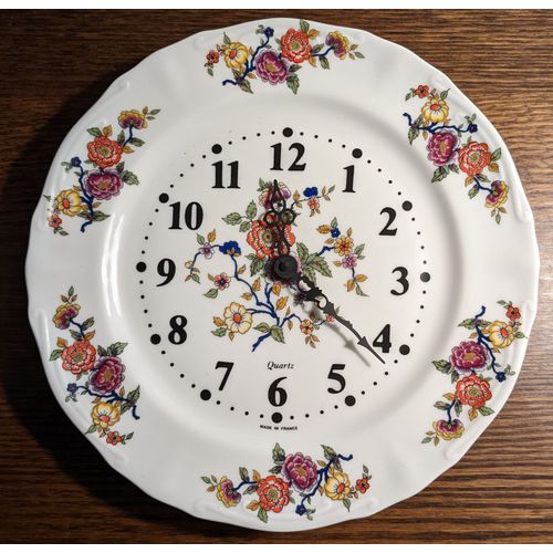 Pendule à Quartz - Porcelaine de Chauvigny - Décor Fleurs