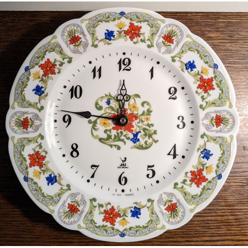 Pendule Jazz en porcelaine de Limoges - Décor Fleurs