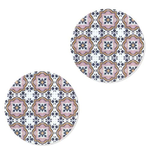 Set De 2 Sous-Verres Motif Carreaux De Ciment