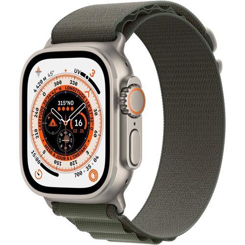 Apple Watch Ultra - Boîtier 49 Mm Titane Avec Bracelet Nylon Vert De Taille M