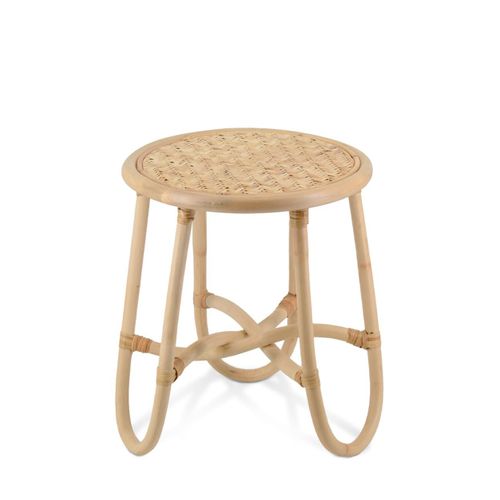 Table Basse En Rotin Beige Ø 40 Cm