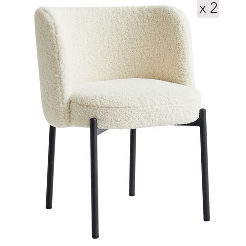 Lot De 2 Chaises Scandinaves En Métal Et Bouclettes Blanc