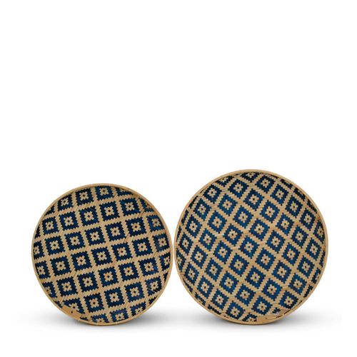 Set de 2 plateaux en bambou bicolore Ø 55 cm