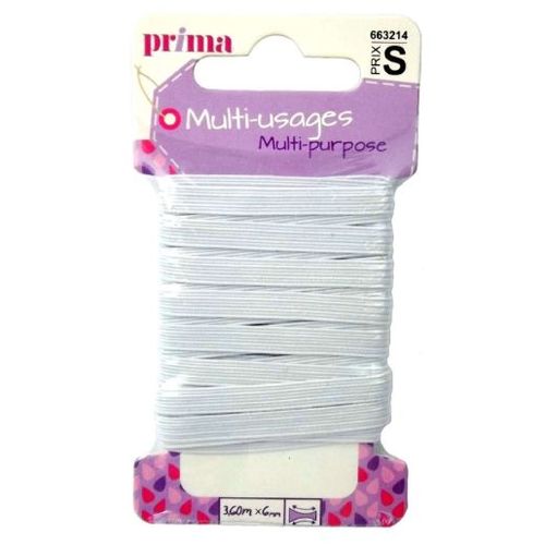 Elastique Multi Usage 3,60mx6mm Blanc