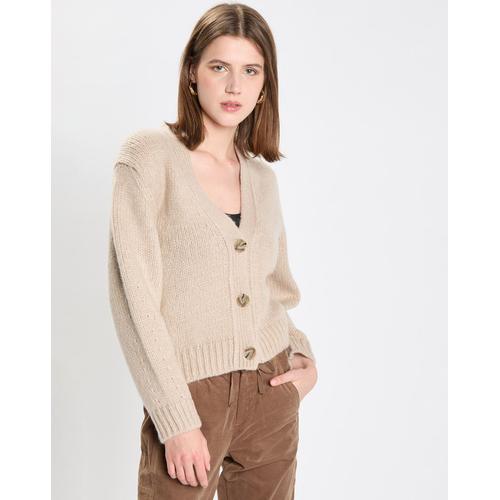 Cardigan En Laine Mélangée Beige