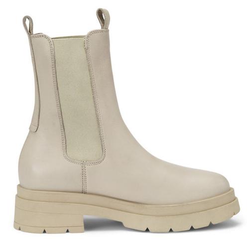 Chelsea Boots En Cuir Tige Haute Beiges