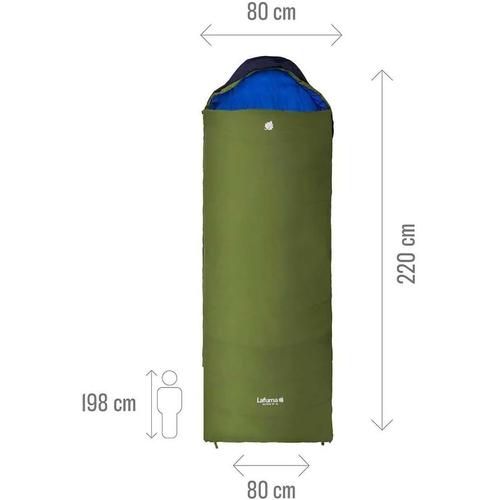 Lafuma - Active 10° Xl - Sac De Couchage Adulte Avec Sac De Compression - Synthétique - Déperlant - Température De Confort 12°C - Vert