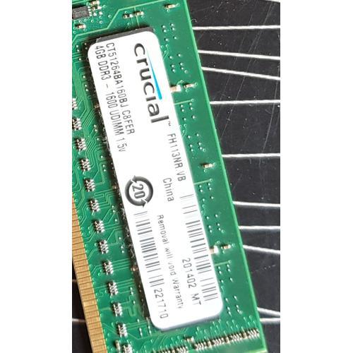 RAM DDR3 - 1600 UDIM- 4 Go- Crucial