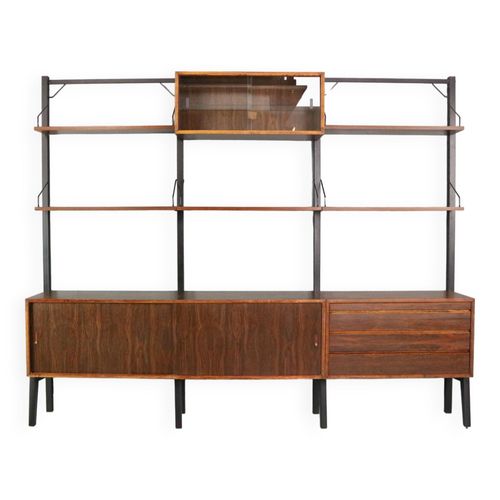 Systme Daposunits Murales Modulaires Autoportantes Poul Cadovius Pour Royal System Annes 1960 Marron